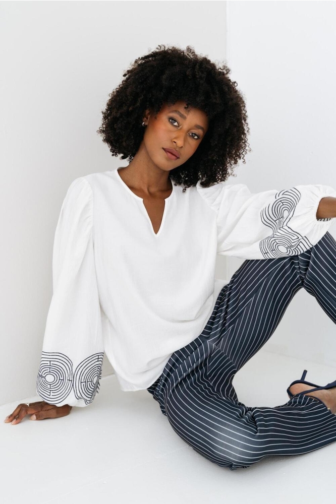 MOURAN BLOUSE SP25 20 314 OFF WHITE NAVY